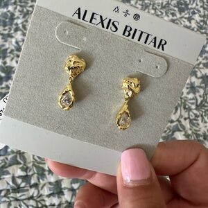 Alexis Bittar Gold and Crystal Drop Earrings